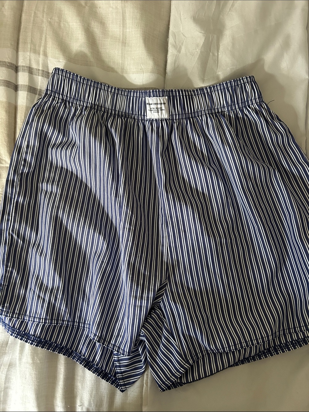 SHEIN Navy and White Striped Athletic Shorts